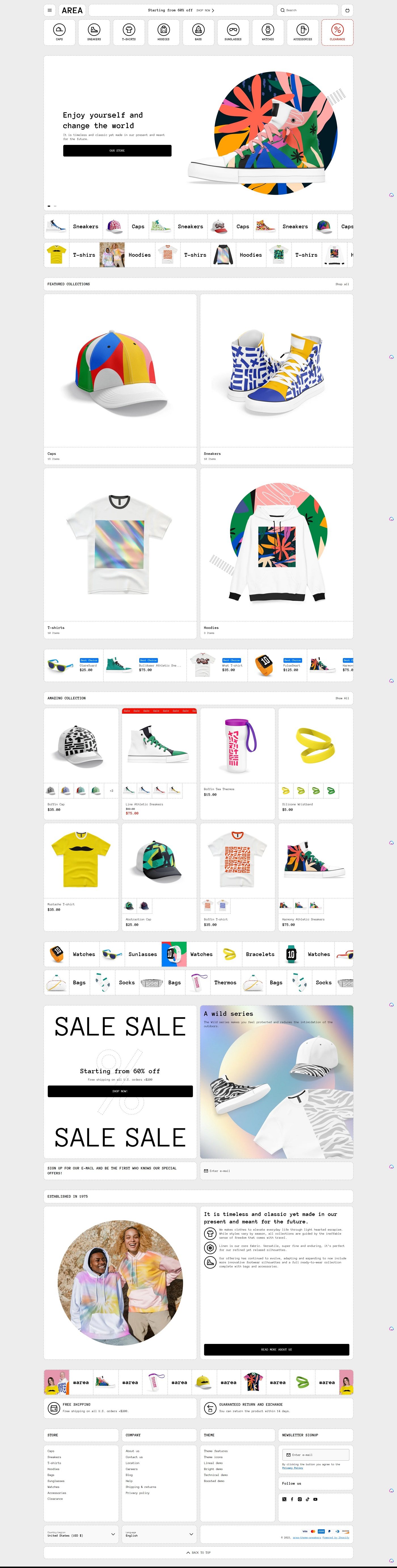 eCommerce website template: Area