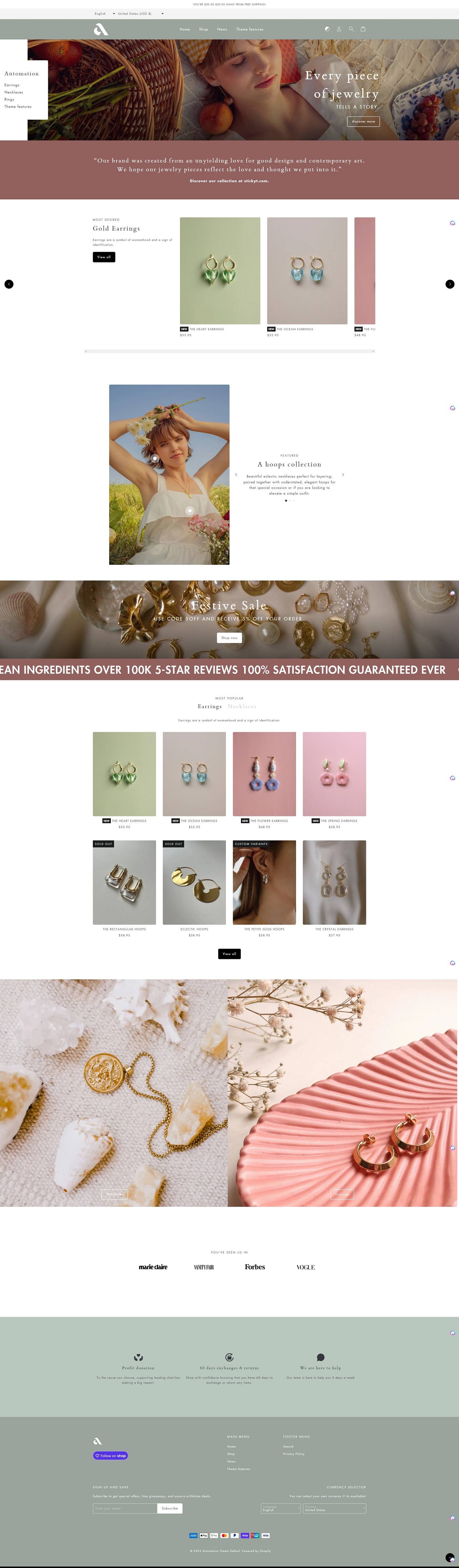 eCommerce website template: Automation