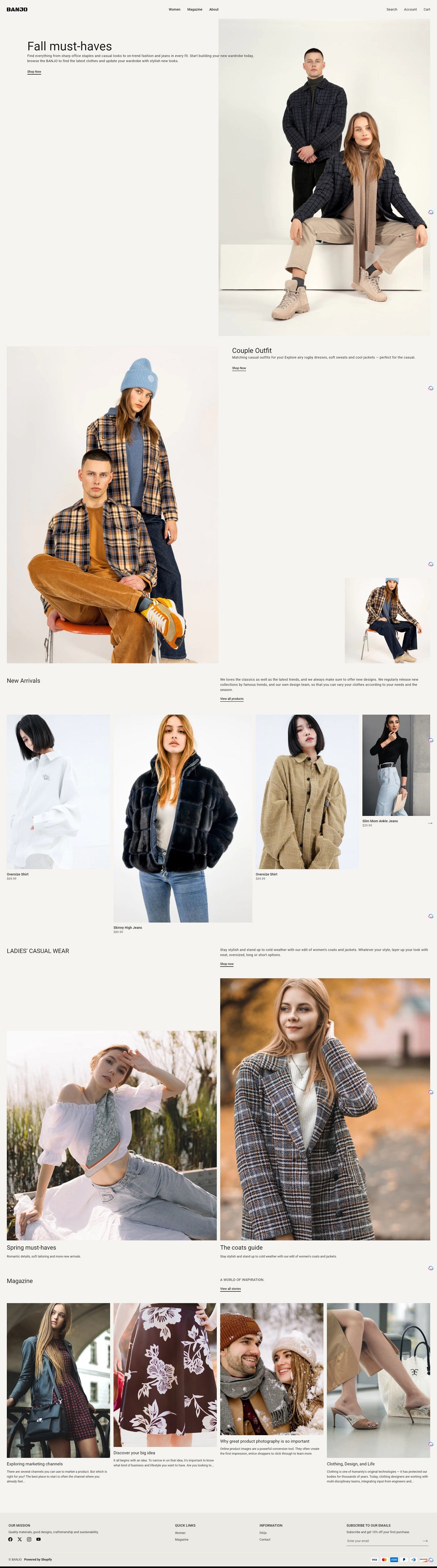 eCommerce website template: Banjo