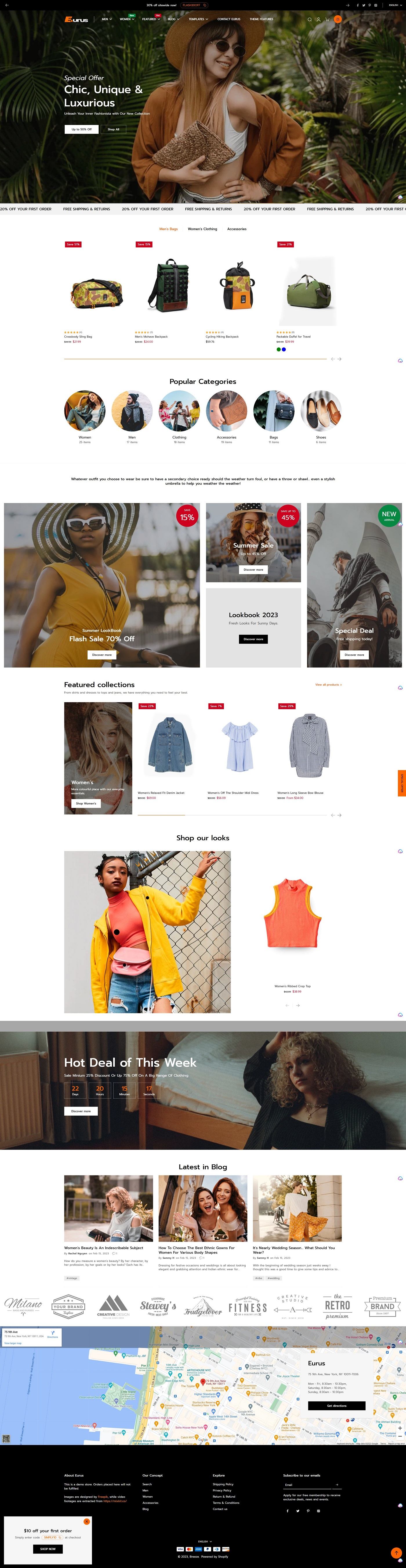 eCommerce website template: Eurus Shopify Theme