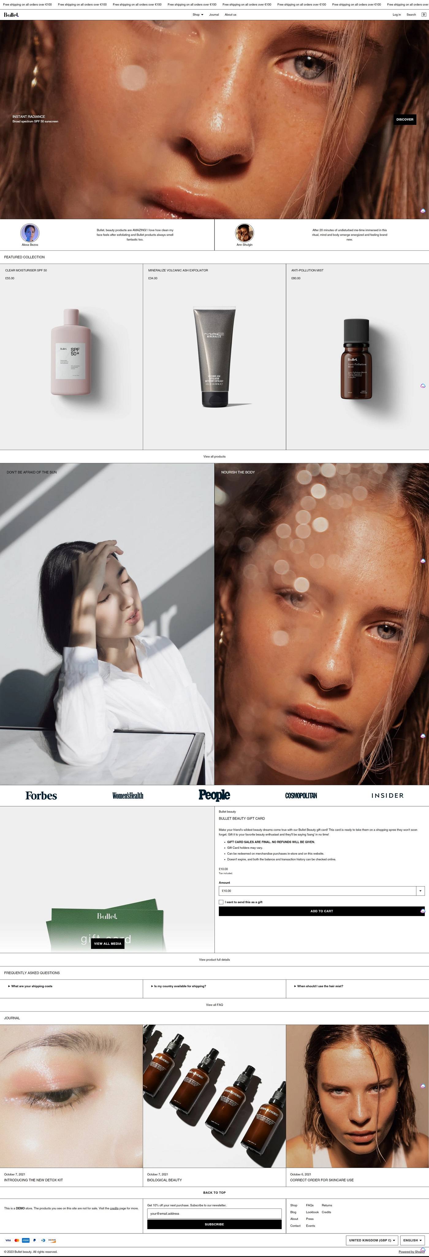 eCommerce website template: Bullet