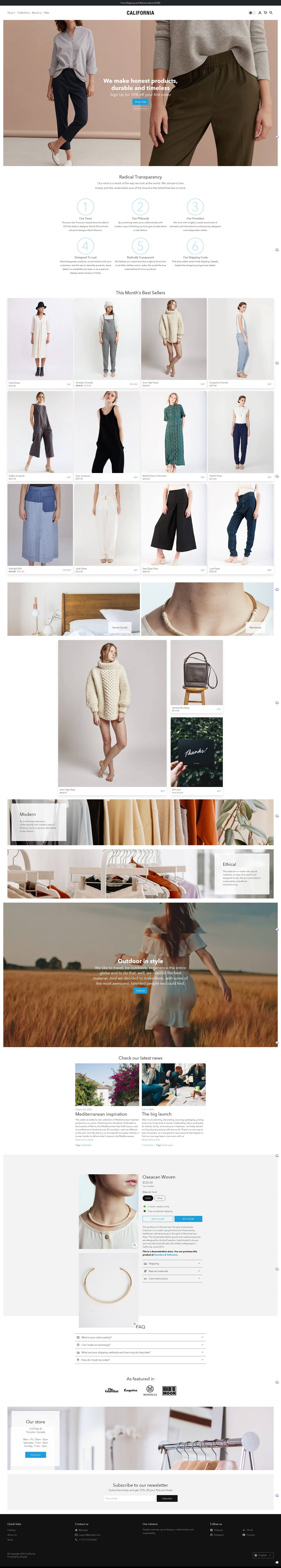 eCommerce website template: California