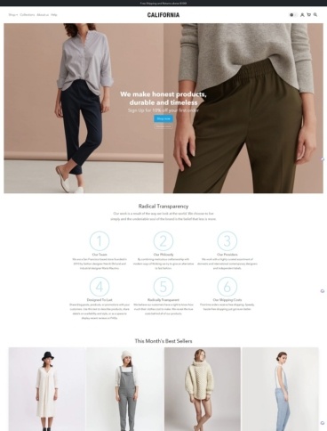 eCommerce website template: California