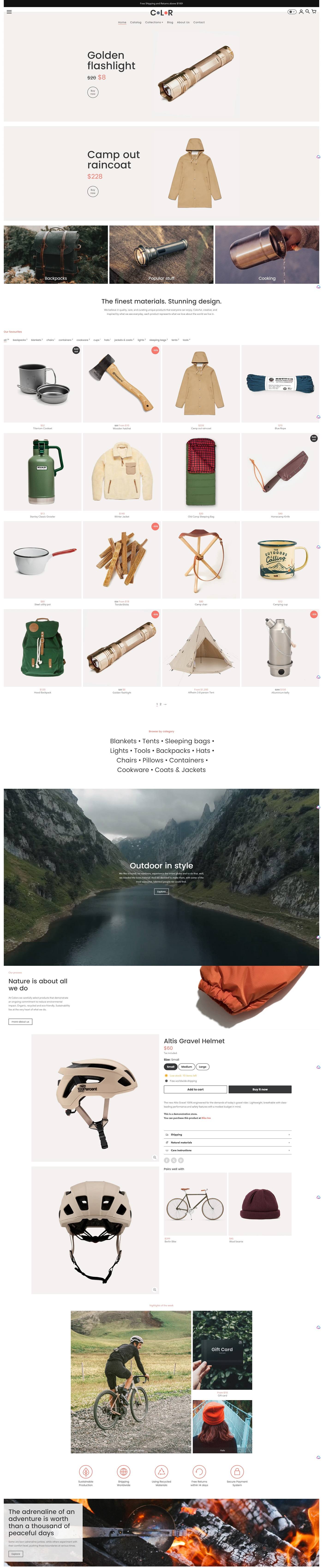 eCommerce website template: Colors