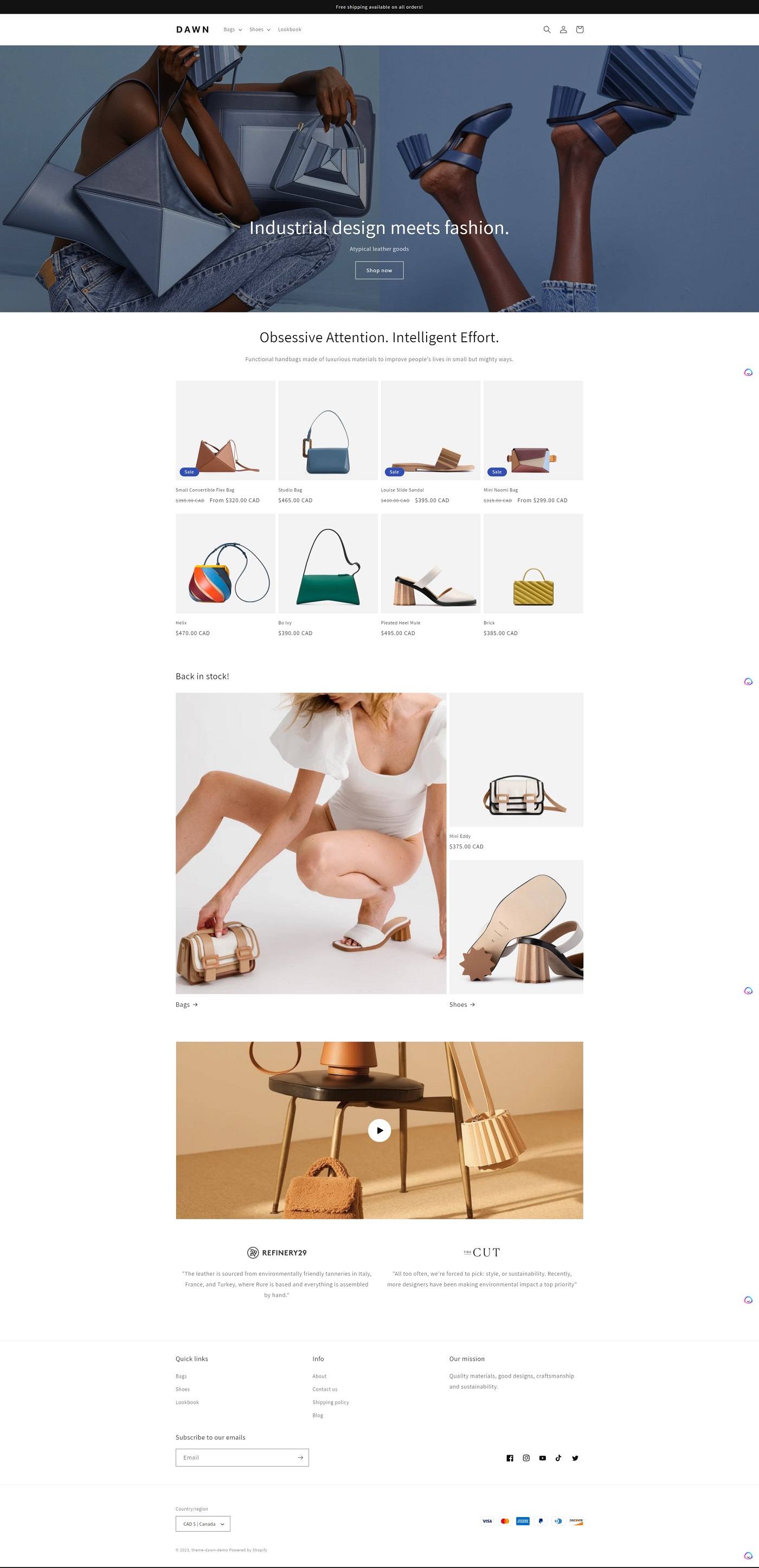 eCommerce website template: Dawn