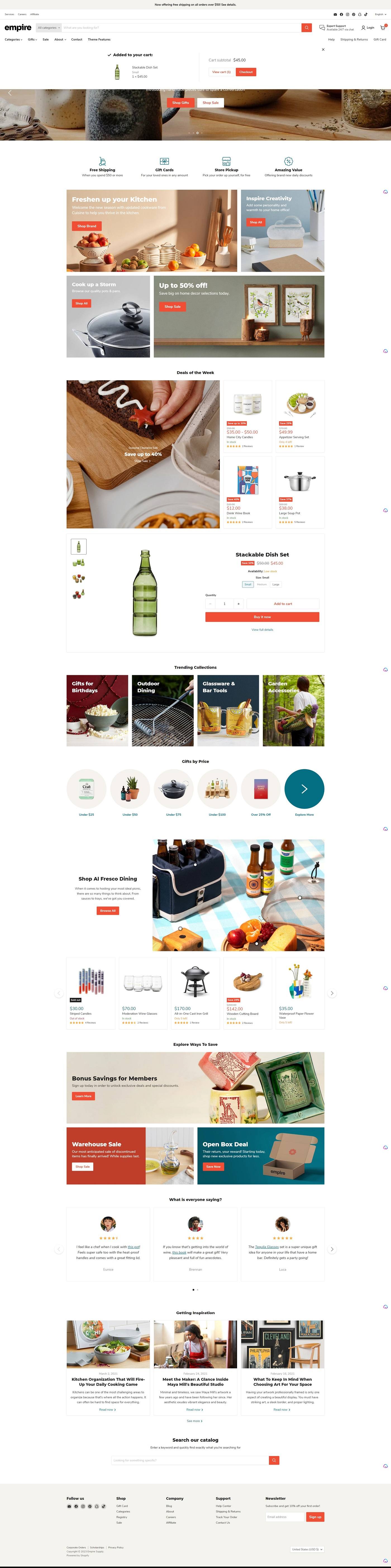 eCommerce website template: Empire