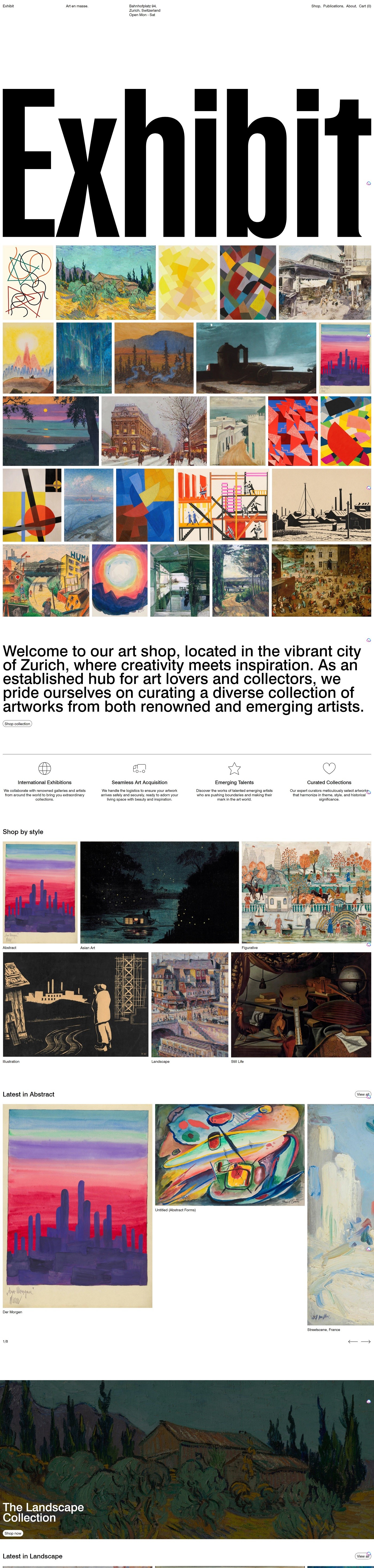 eCommerce website template: Exhibit