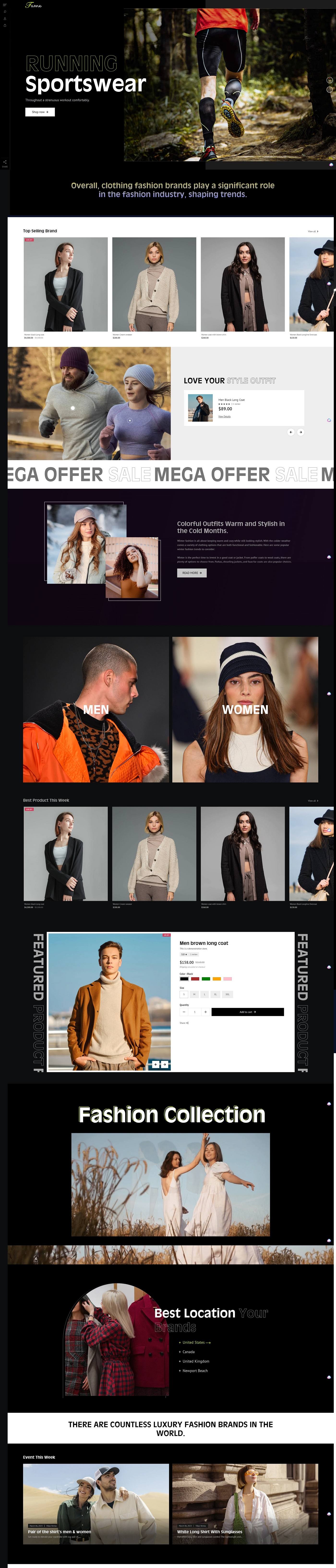 eCommerce website template: Fame
