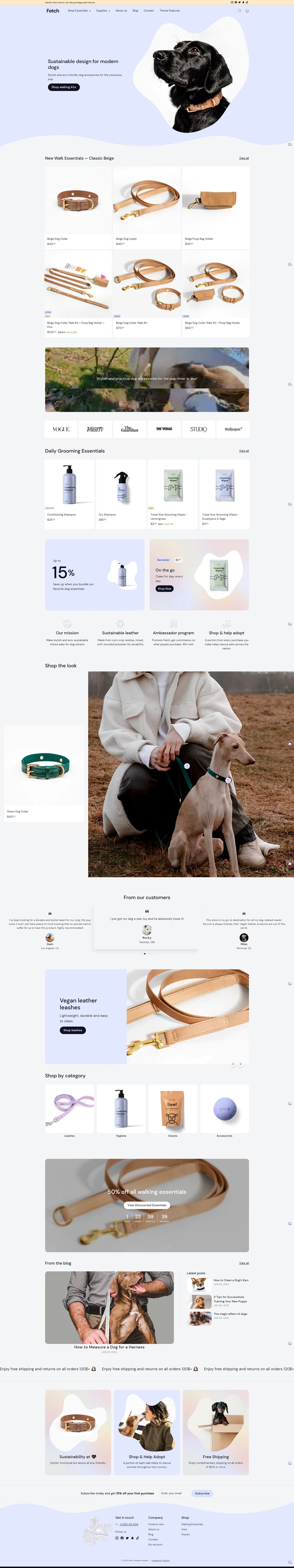 eCommerce website template: Fetch