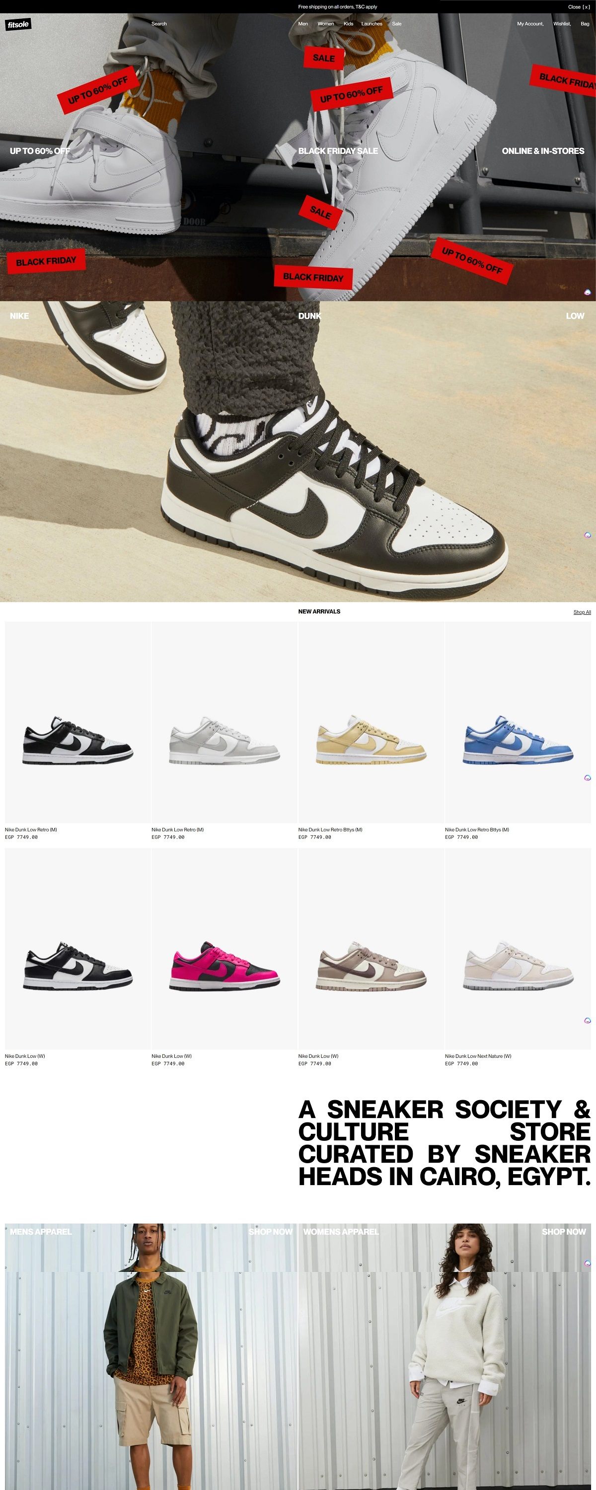 eCommerce website: Fitsole