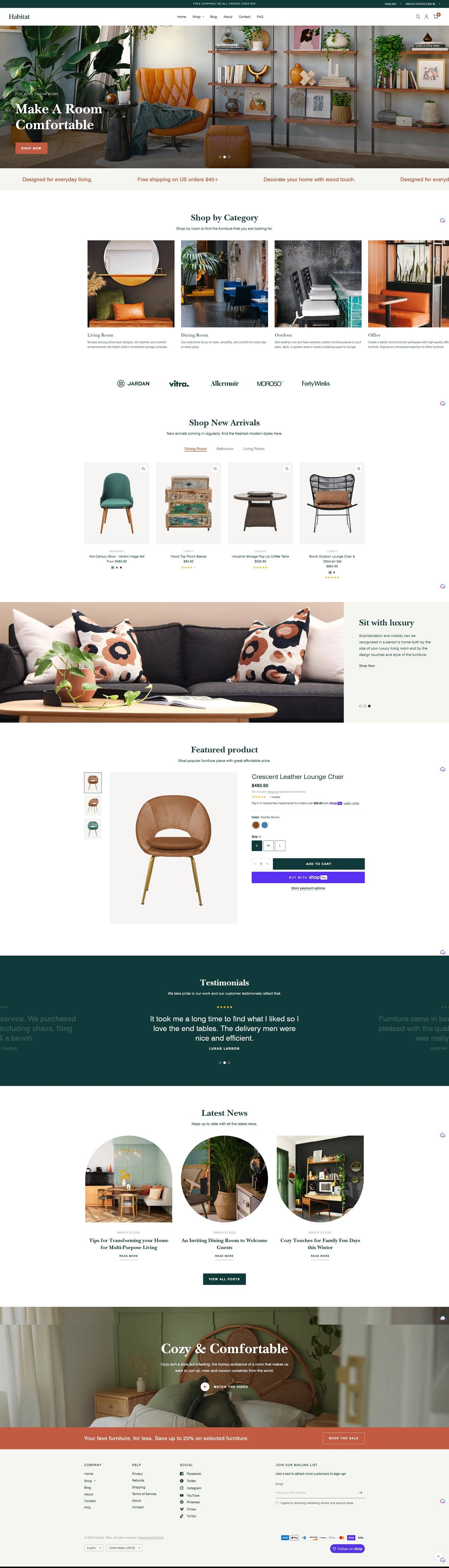eCommerce website template: Habitat