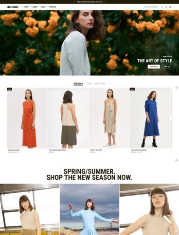 eCommerce website template: Influence