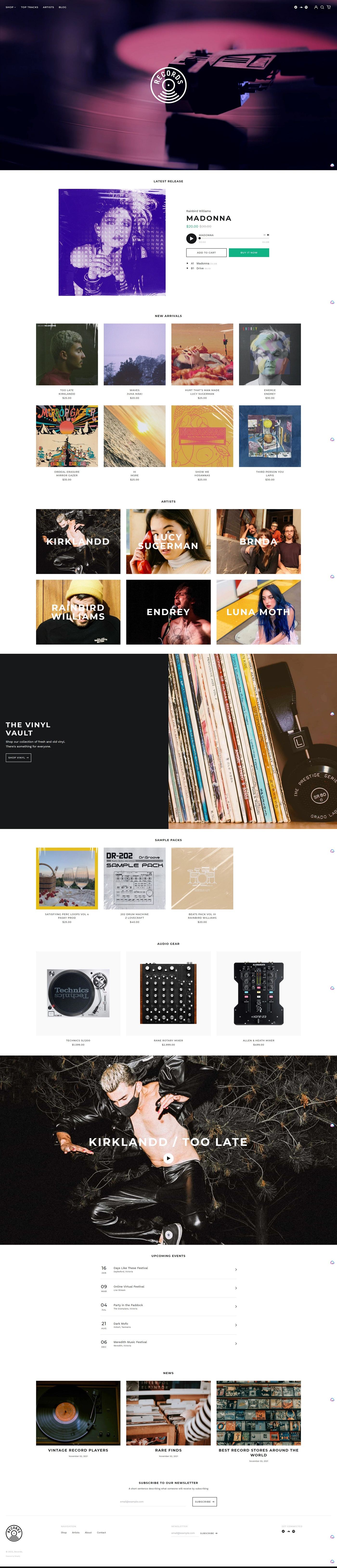 eCommerce website template: Label