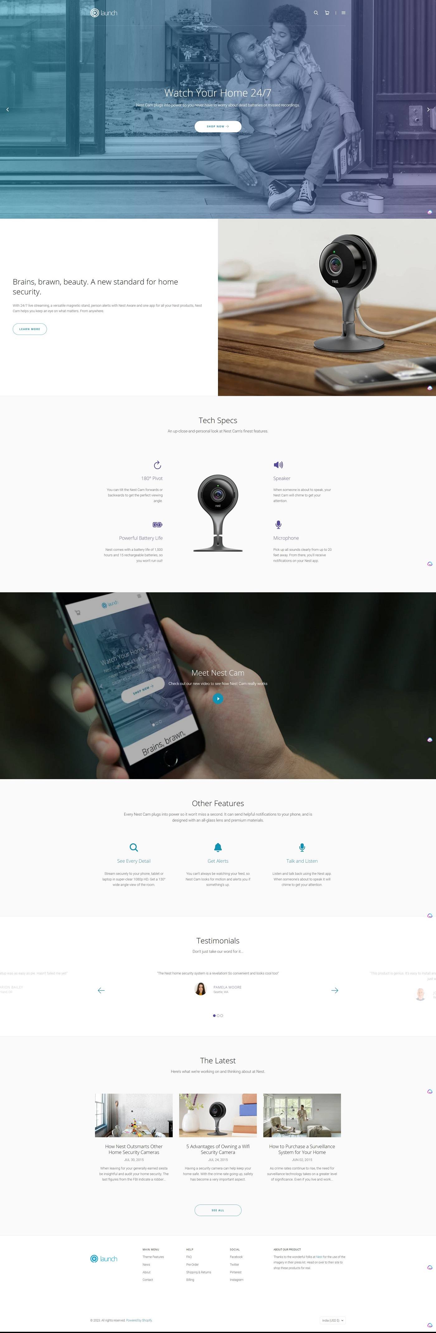 eCommerce website template: Launch