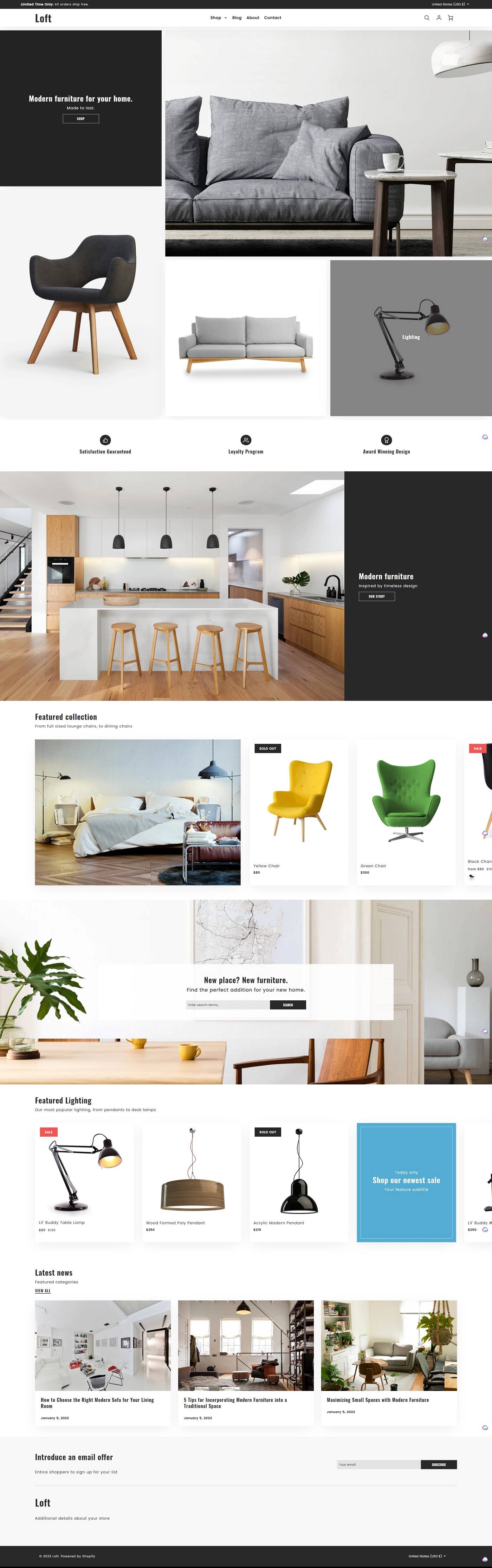 eCommerce website template: Loft