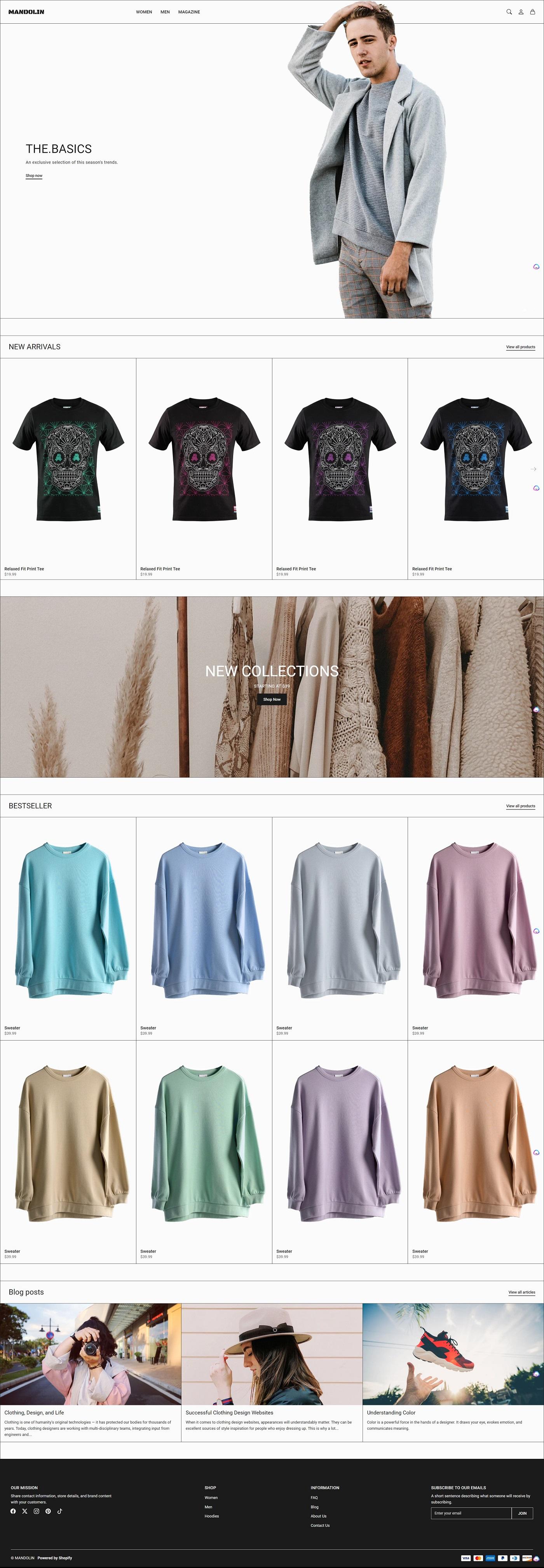 eCommerce website template: Mandolin