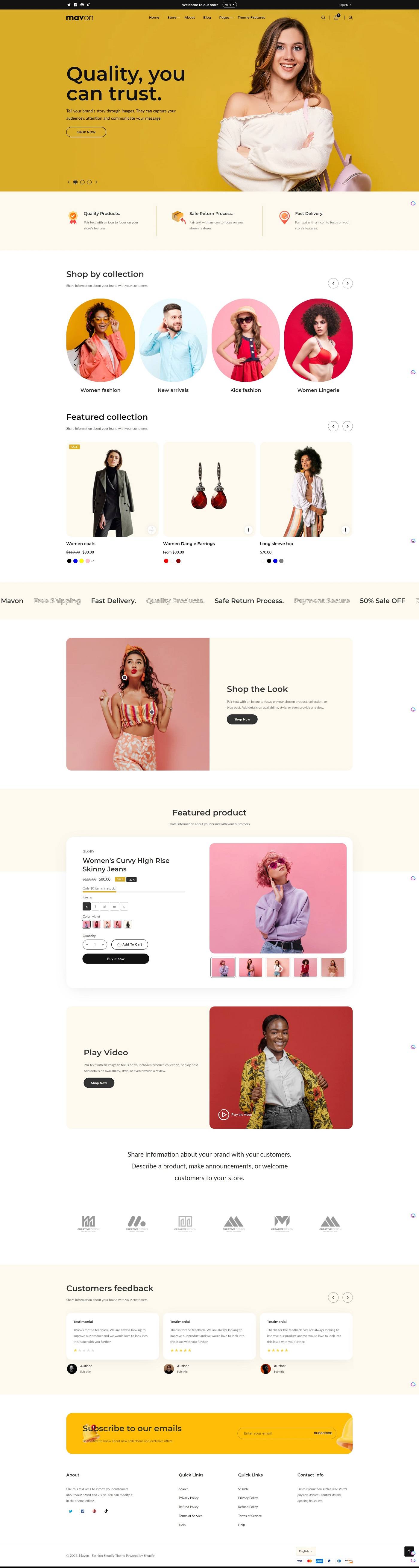 eCommerce website template: Mavon