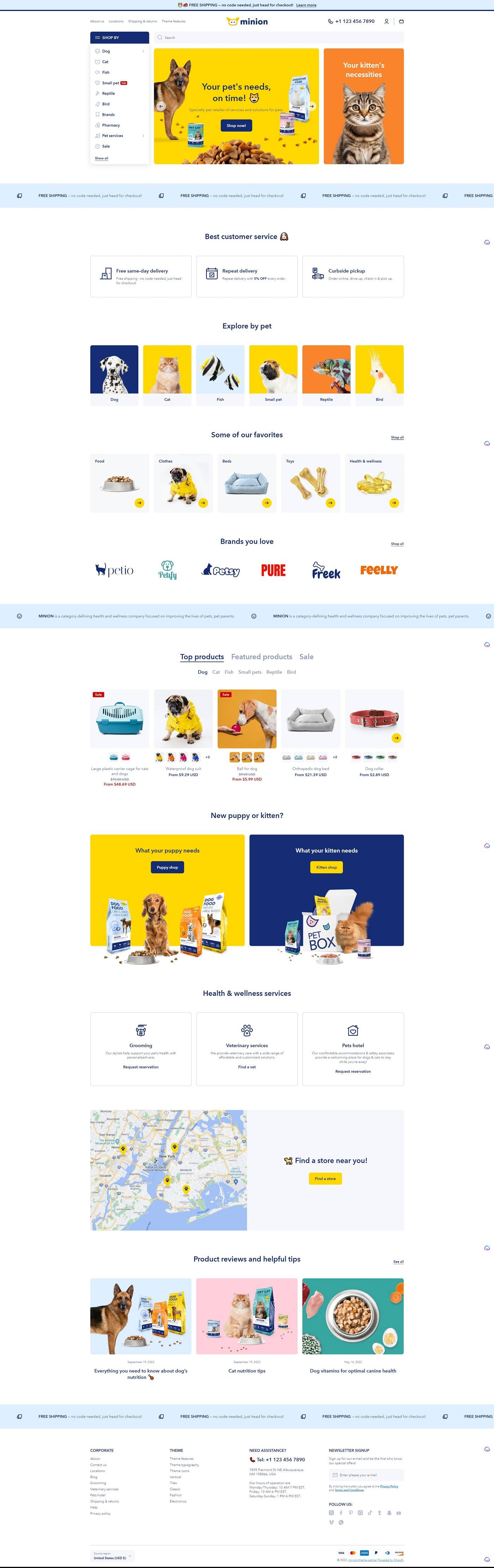 eCommerce website template: Minion