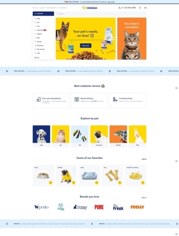eCommerce website template: Minion