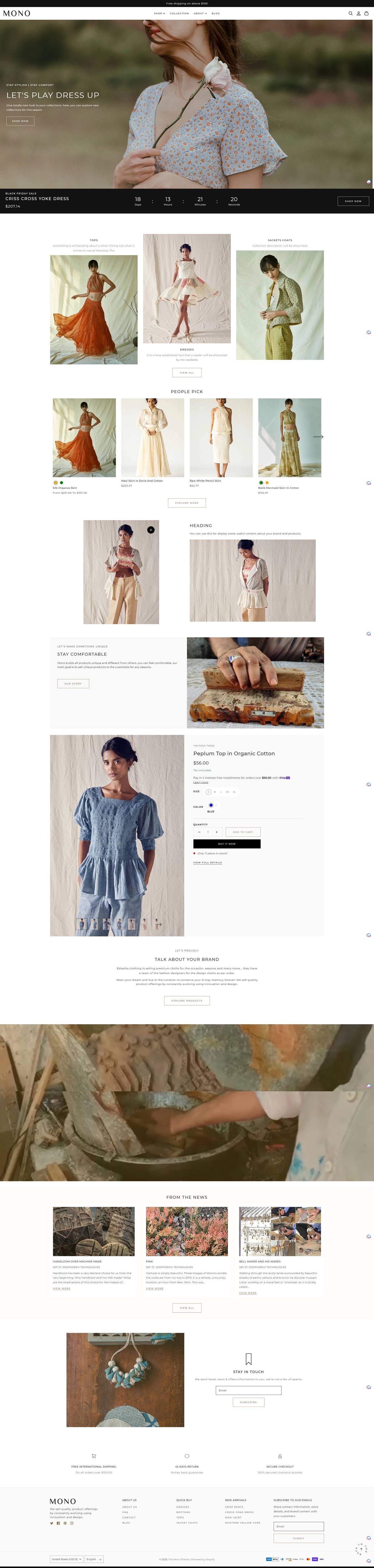 eCommerce website template: Mono