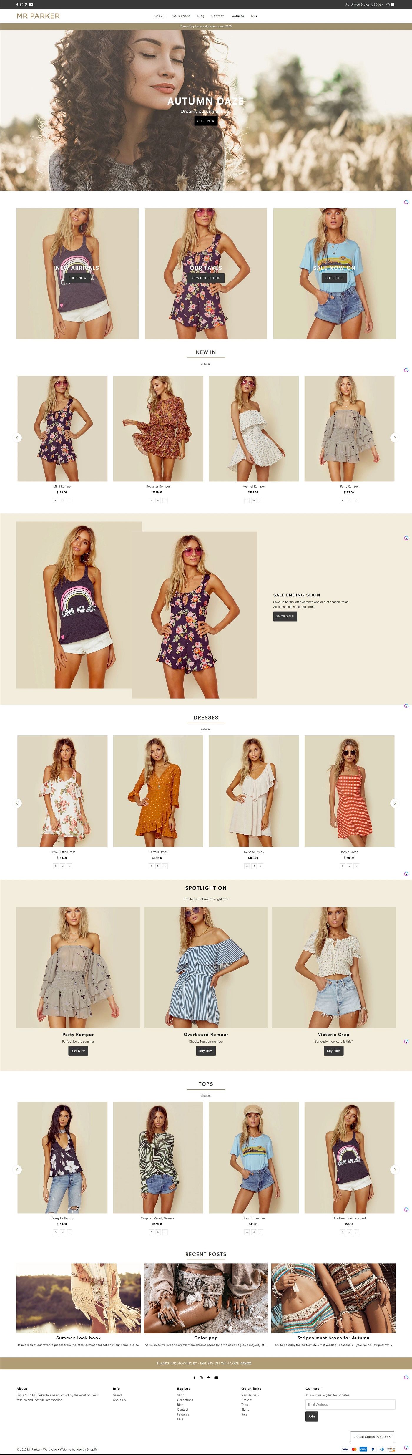 eCommerce website template: Mr Parker