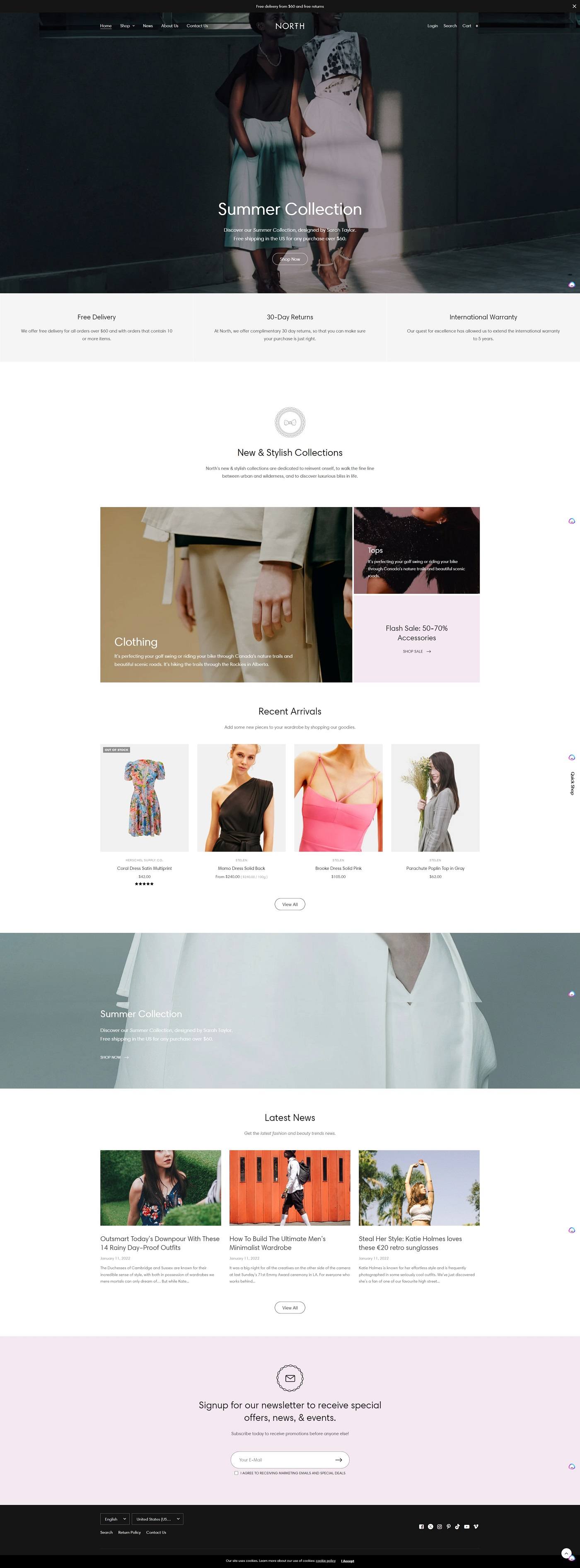 eCommerce website template: North