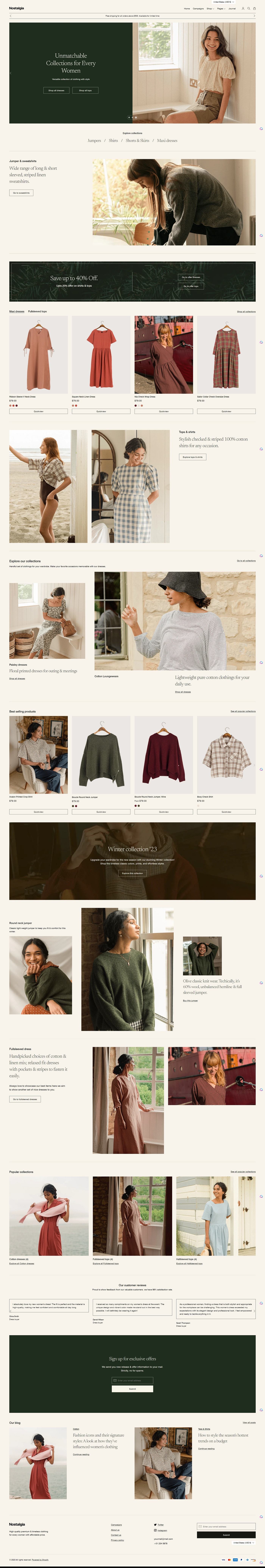eCommerce website template: Nostalgia
