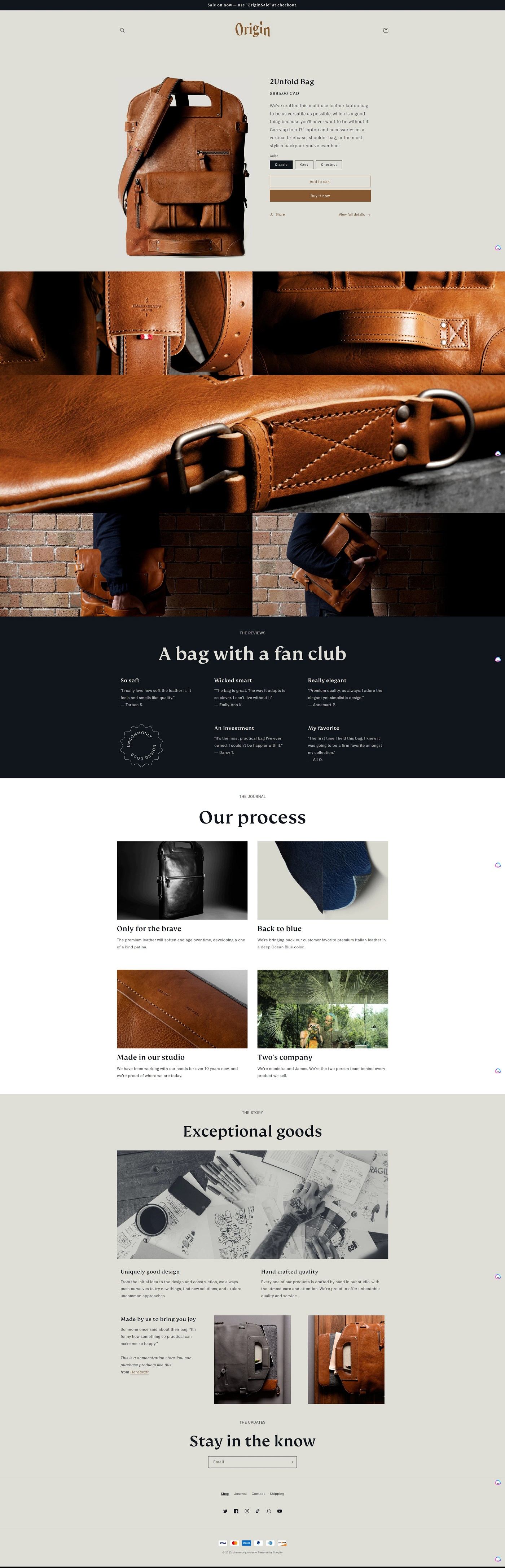 eCommerce website template: Origin