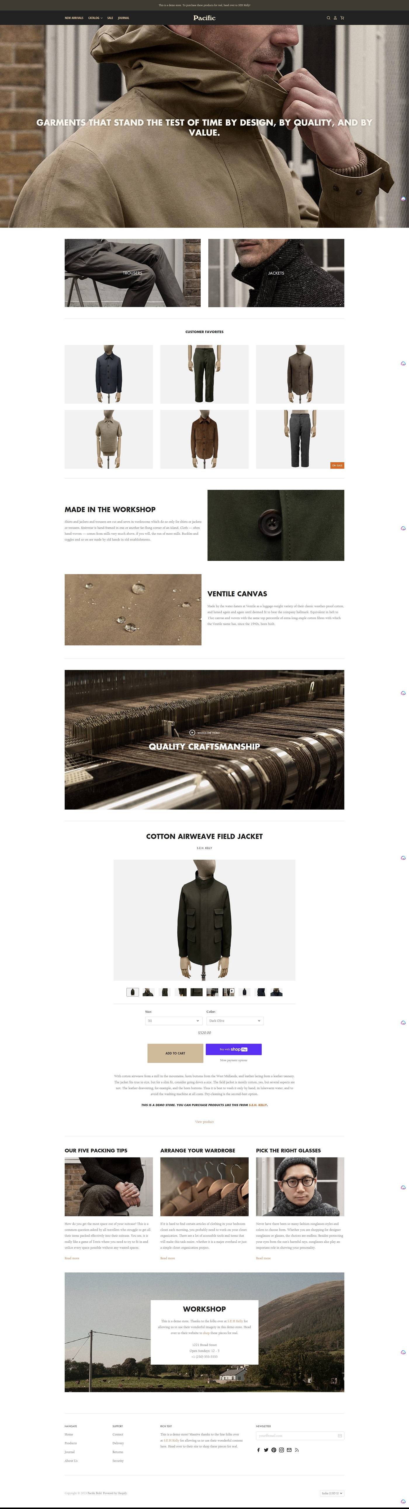eCommerce website template: Pacific