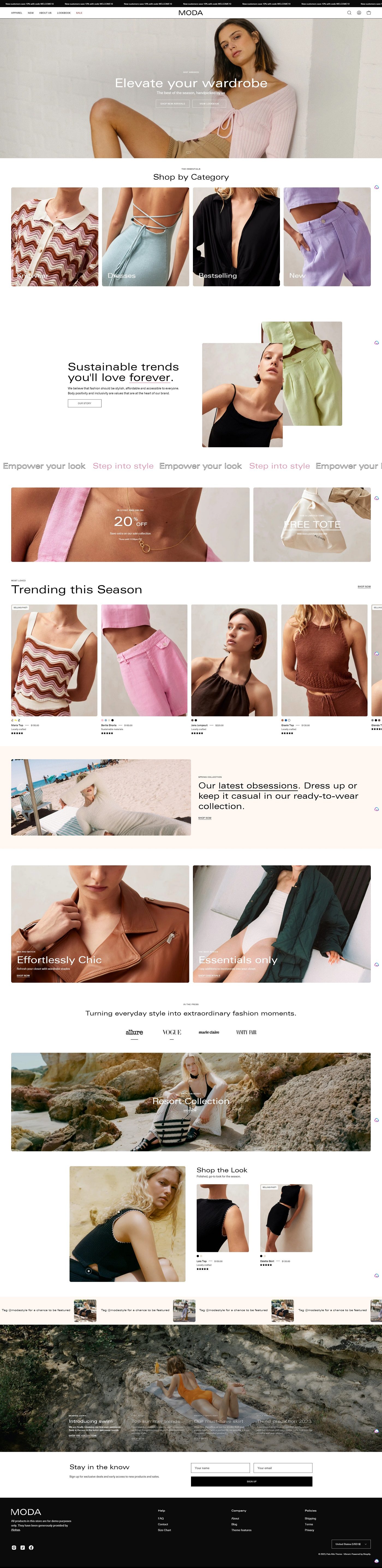 eCommerce website template: Palo Alto