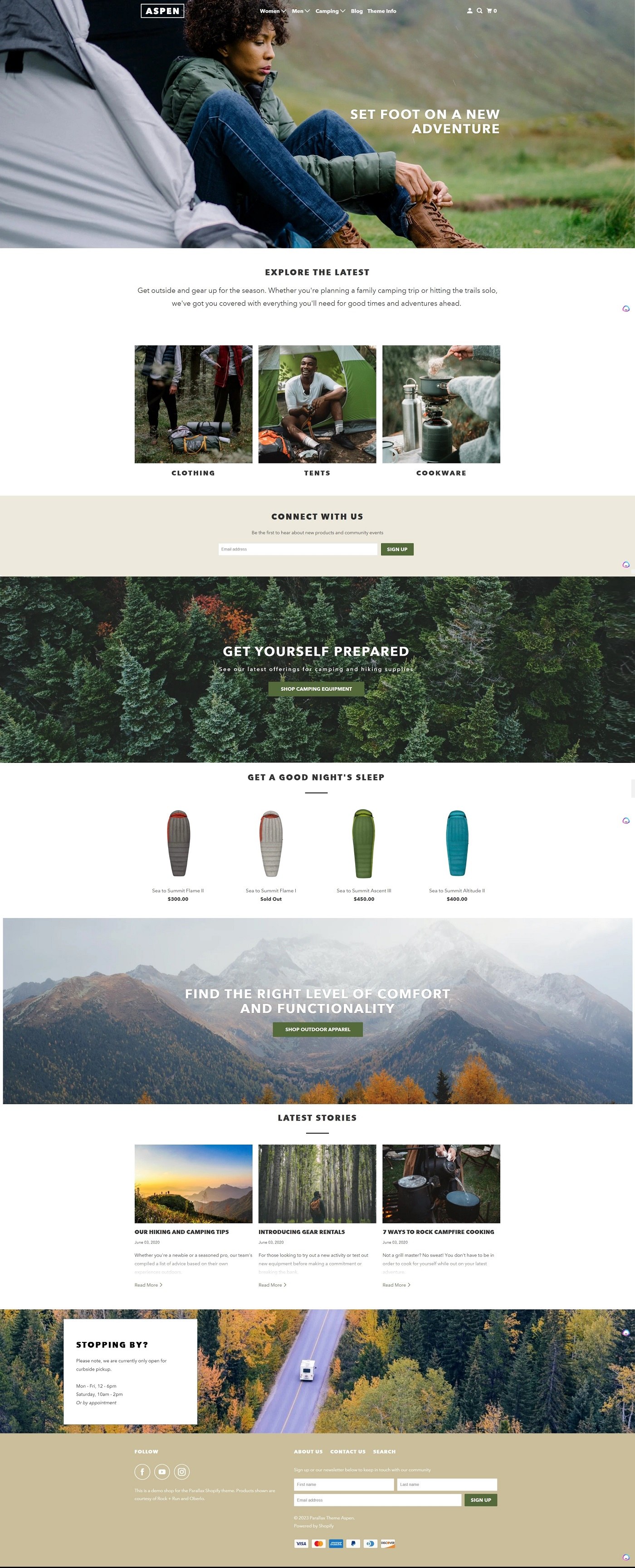 eCommerce website template: Parallax