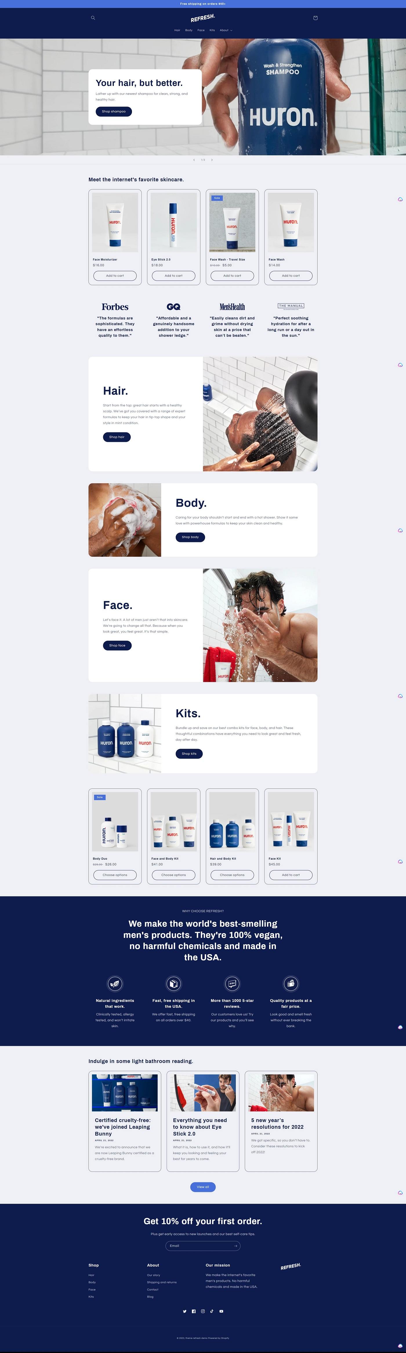 eCommerce website template: Refresh