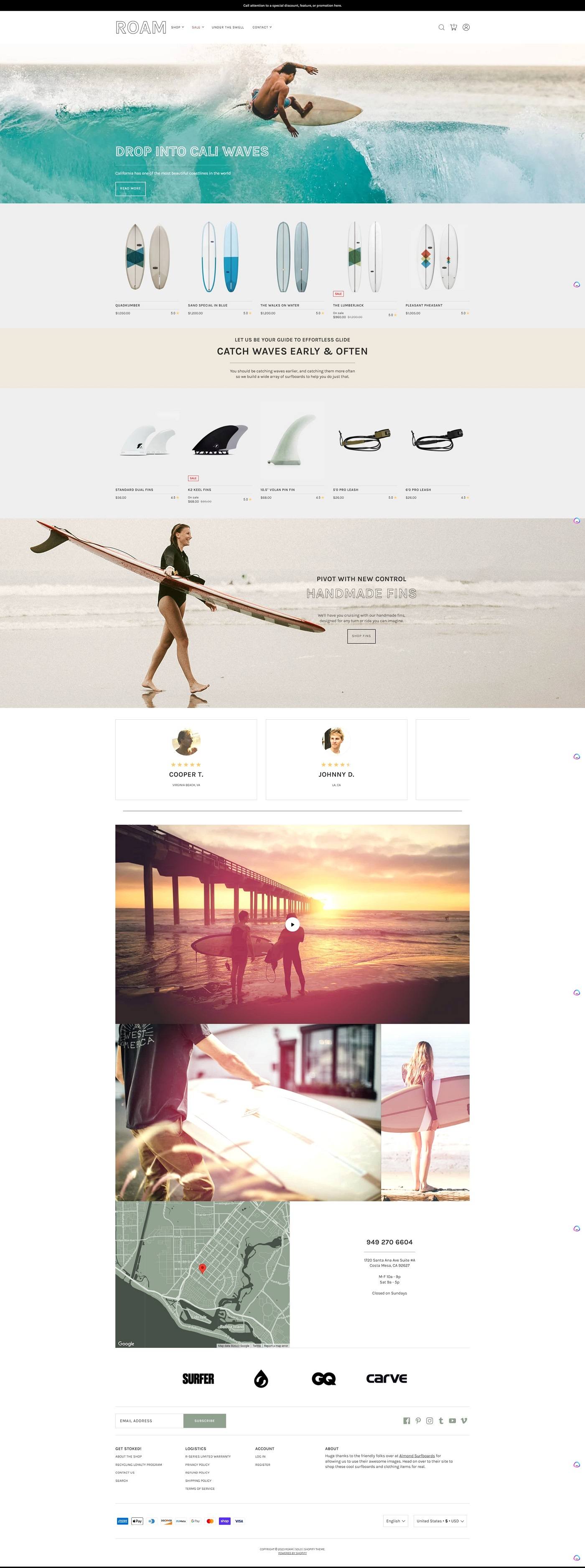 eCommerce website template: Roam