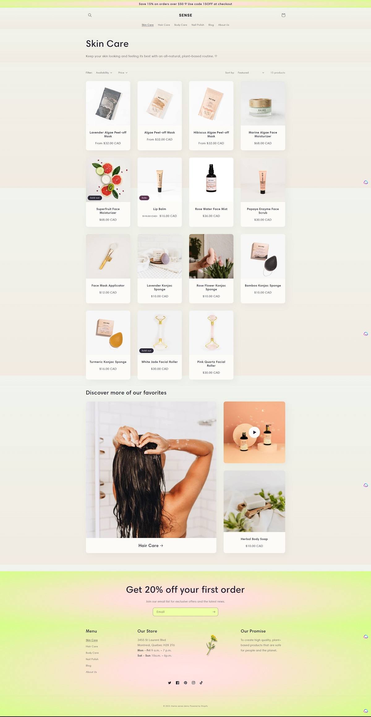 eCommerce website template: Sense