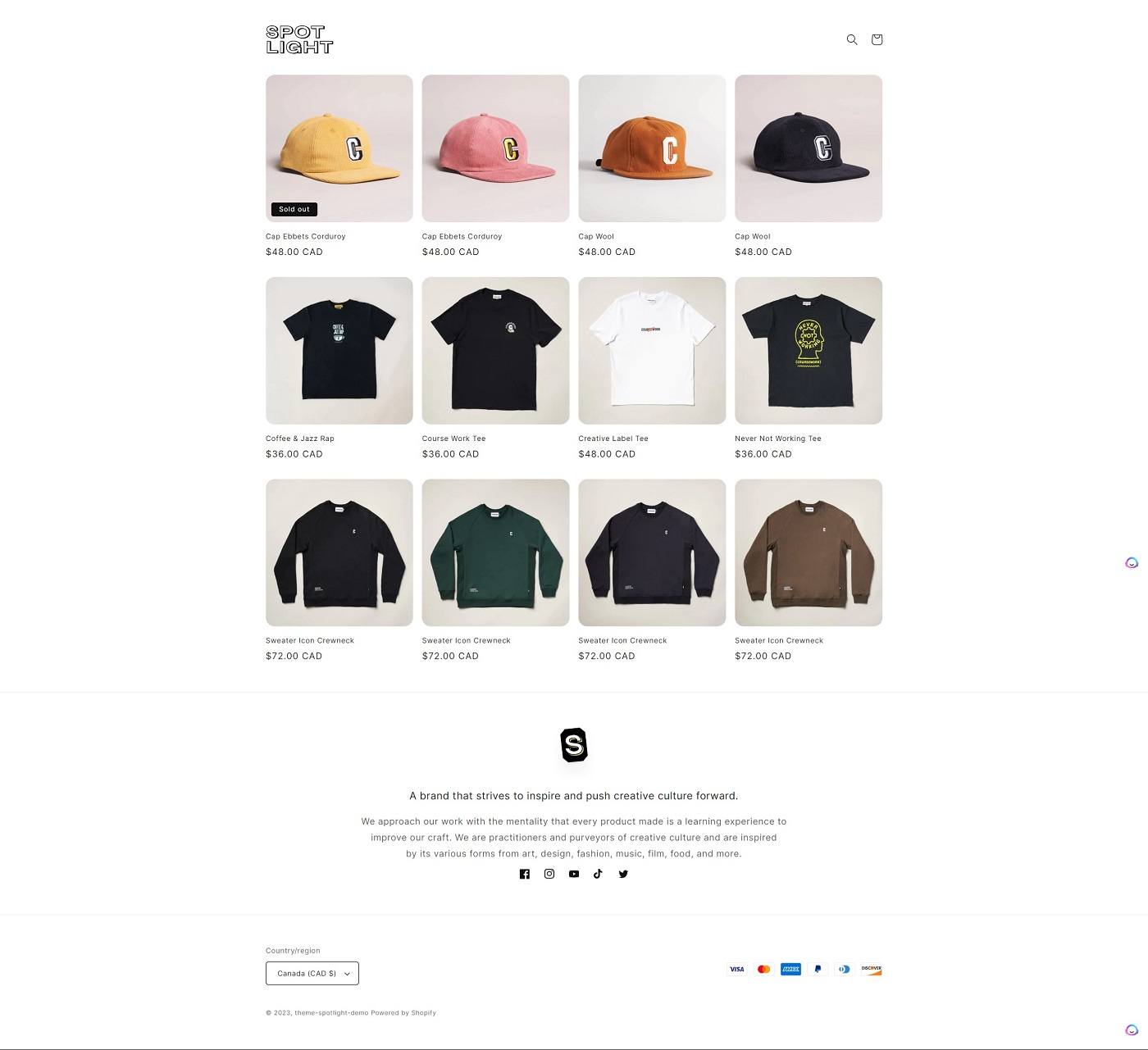 eCommerce website template: Spotlight