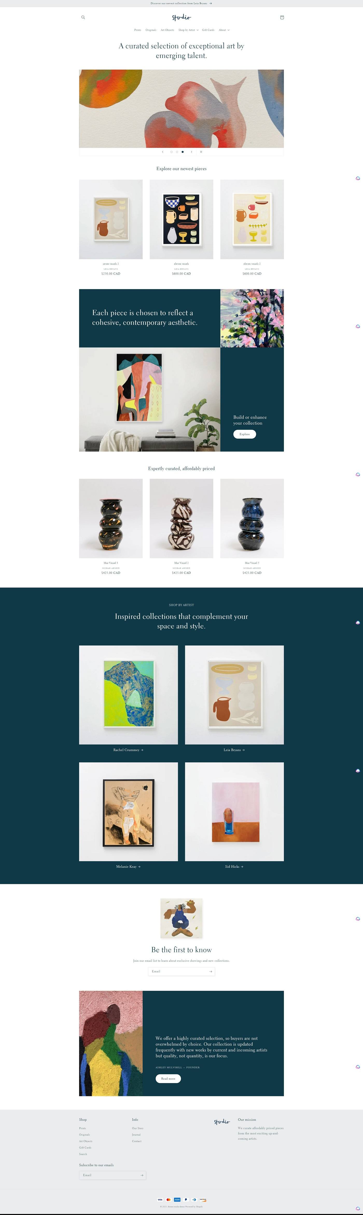 eCommerce website template: Studio