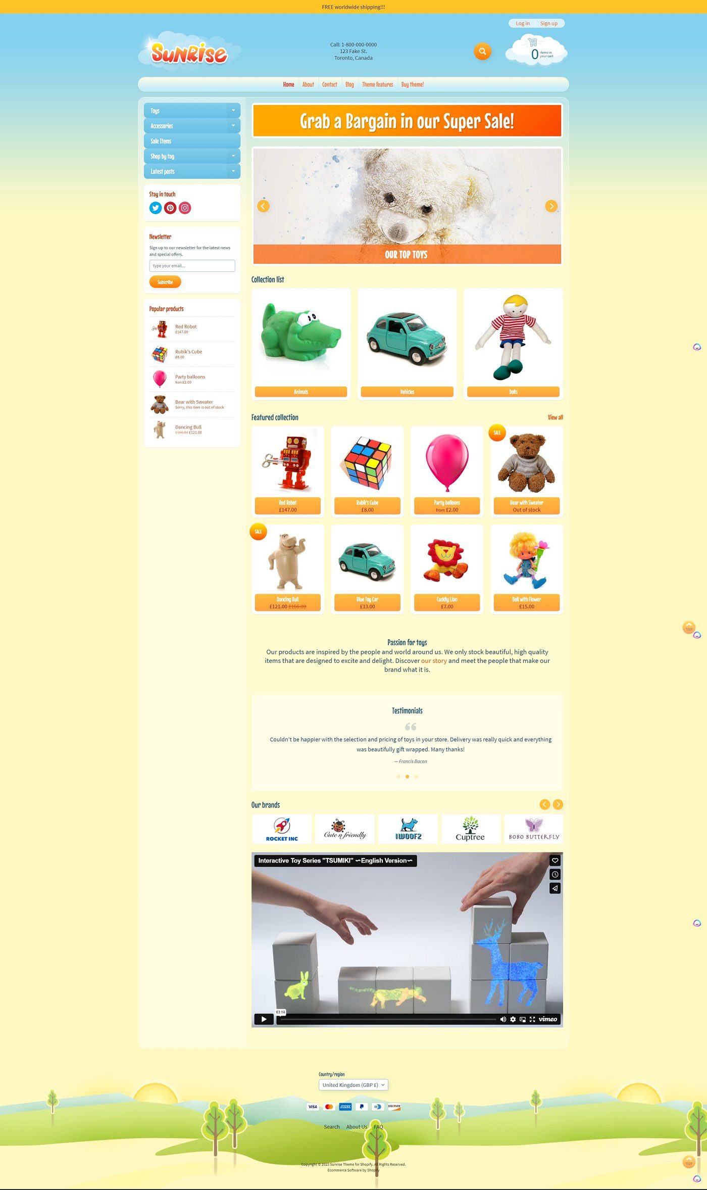 eCommerce website template: Sunrise
