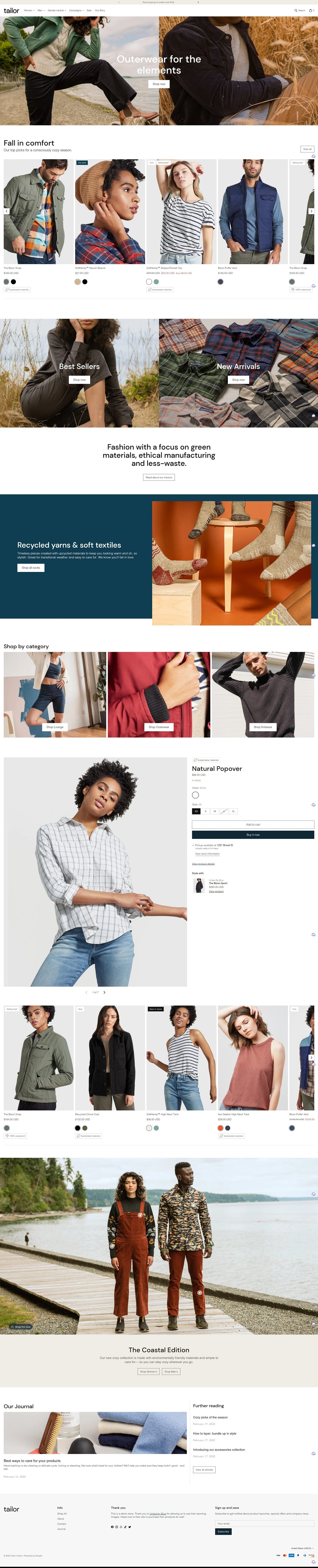 eCommerce website template: Tailor