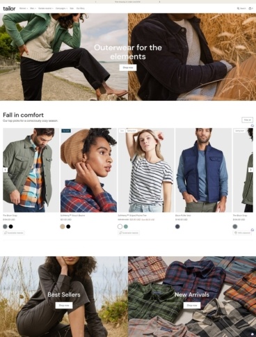 eCommerce website template: Tailor