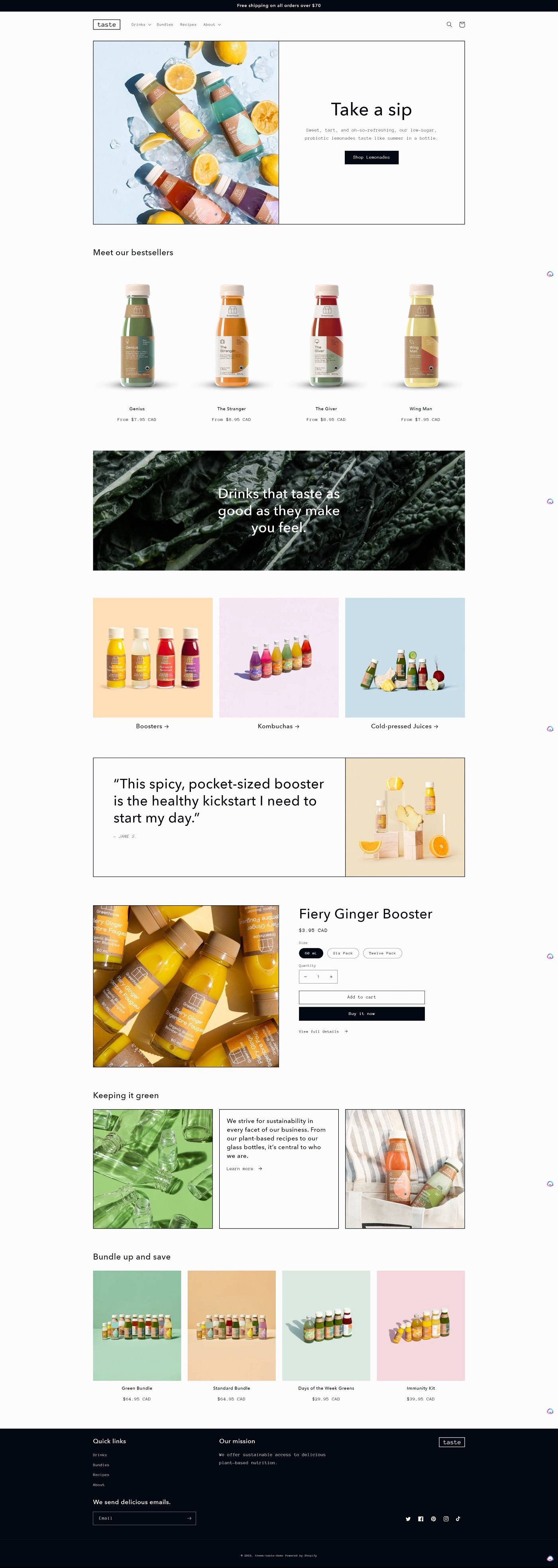 eCommerce website template: Taste