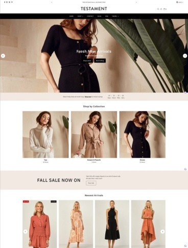 eCommerce website template: Testament