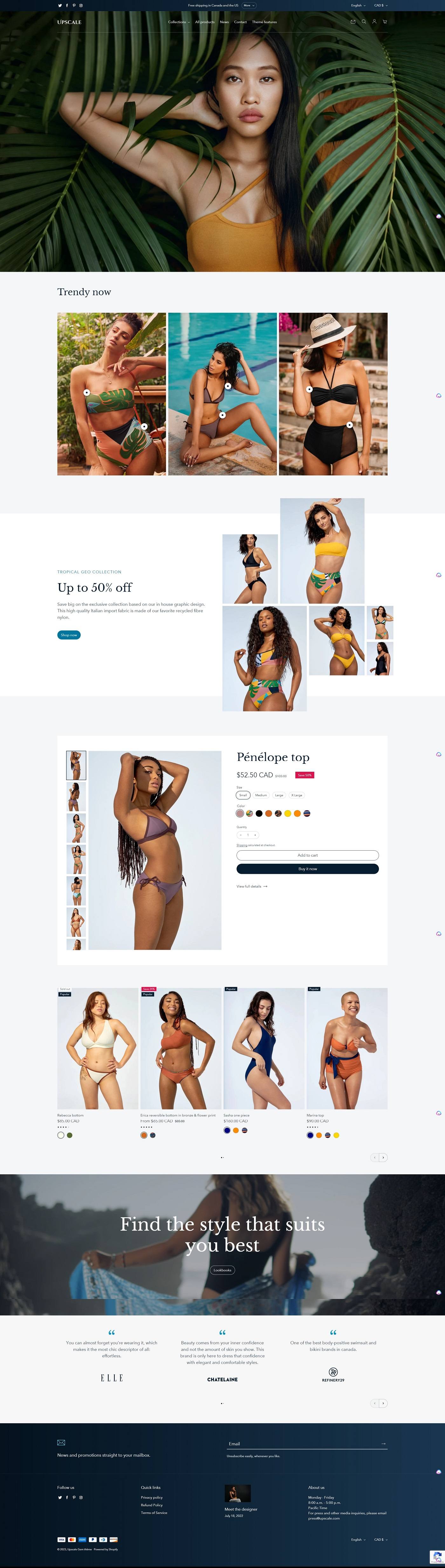 eCommerce website template: Upscale