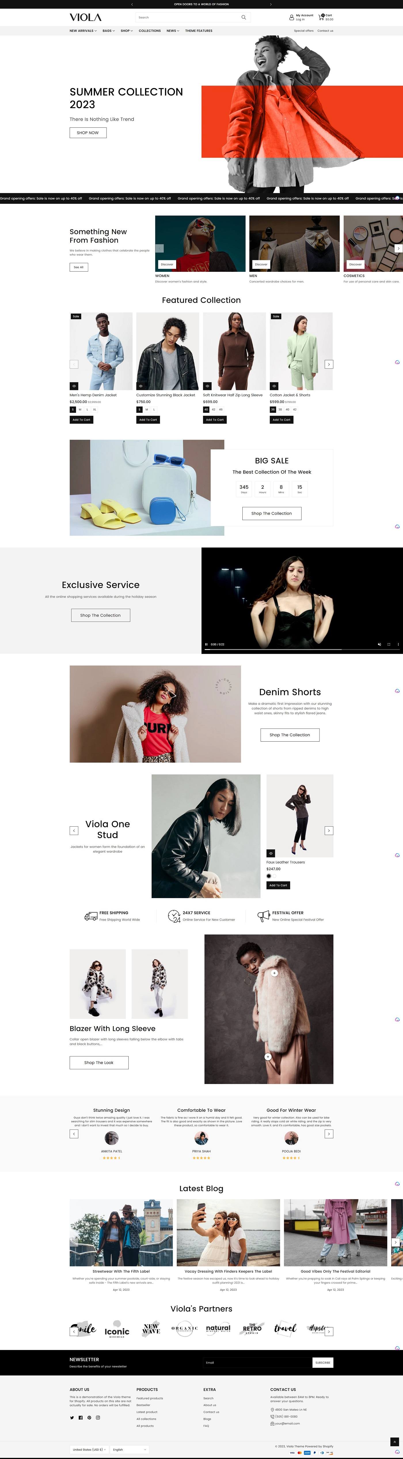 eCommerce website template: Viola