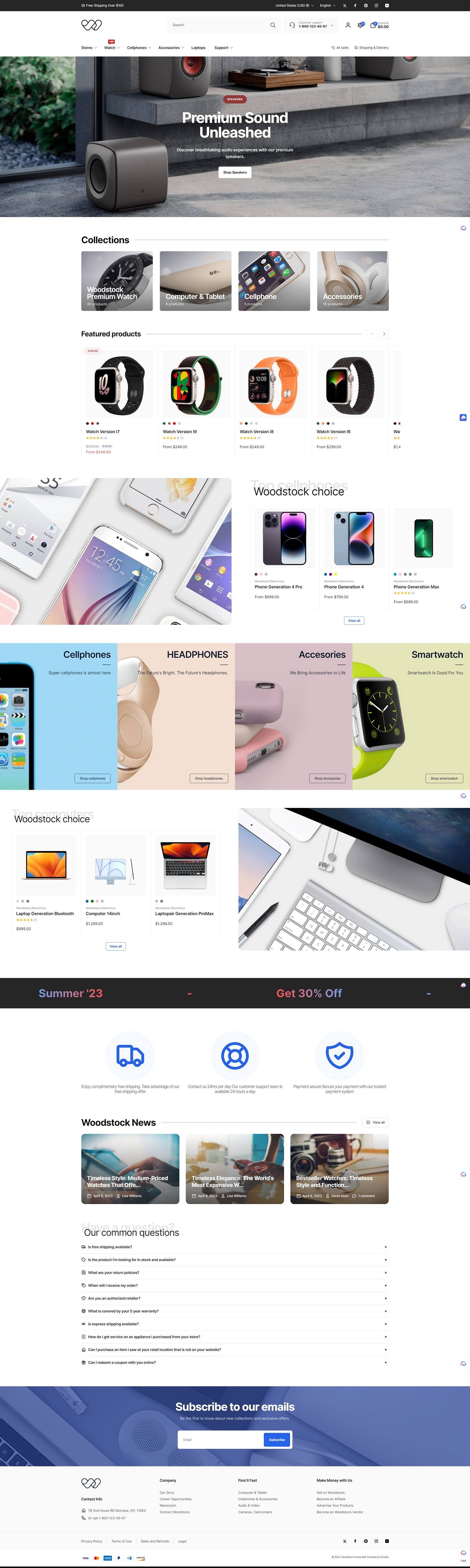 eCommerce website template: Woodstock Shopify Theme