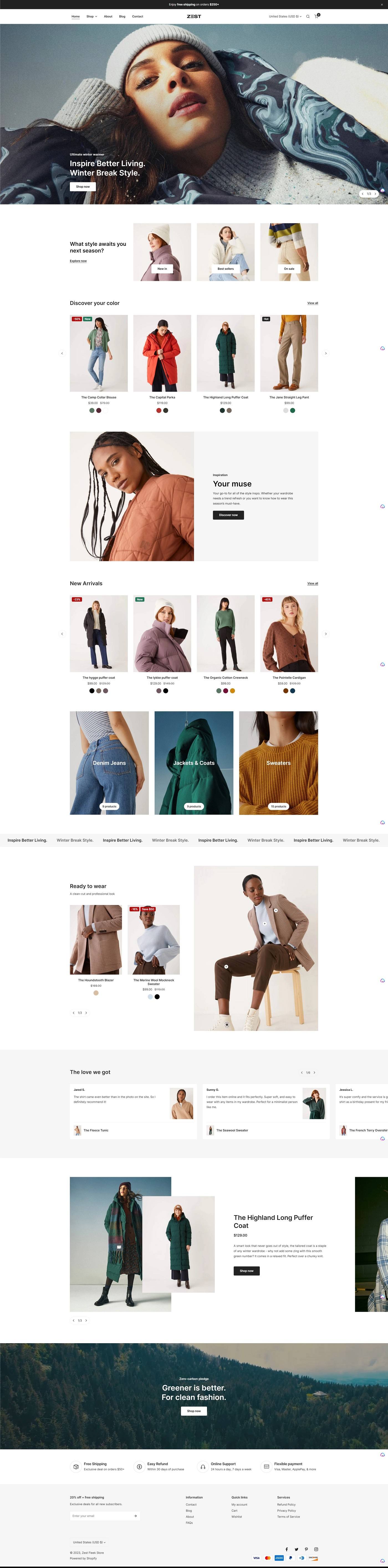 eCommerce website template: Zest