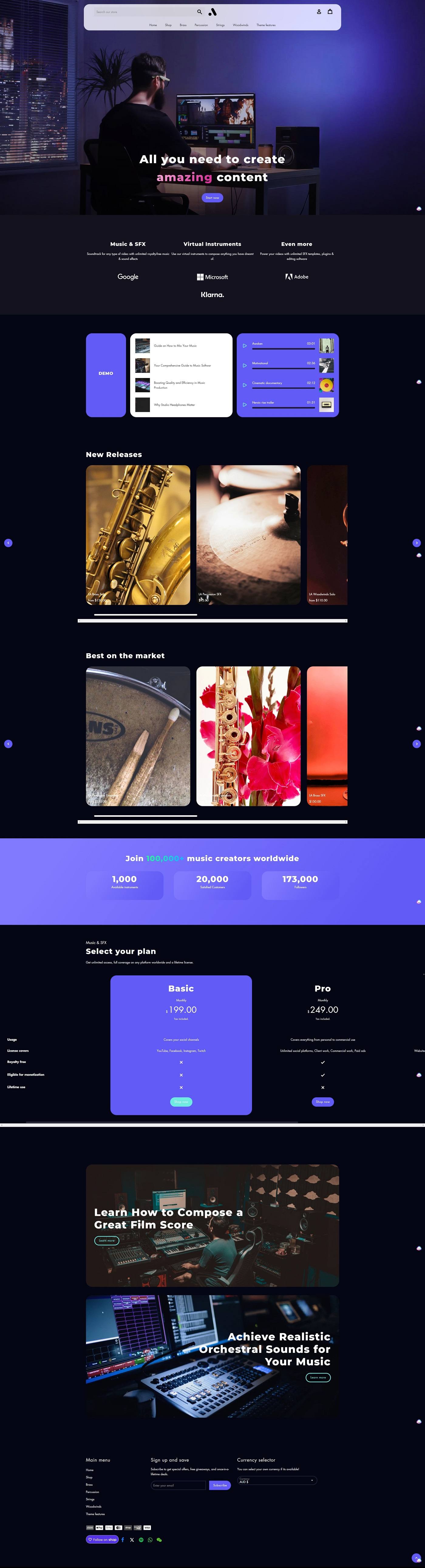 eCommerce website template: Artist