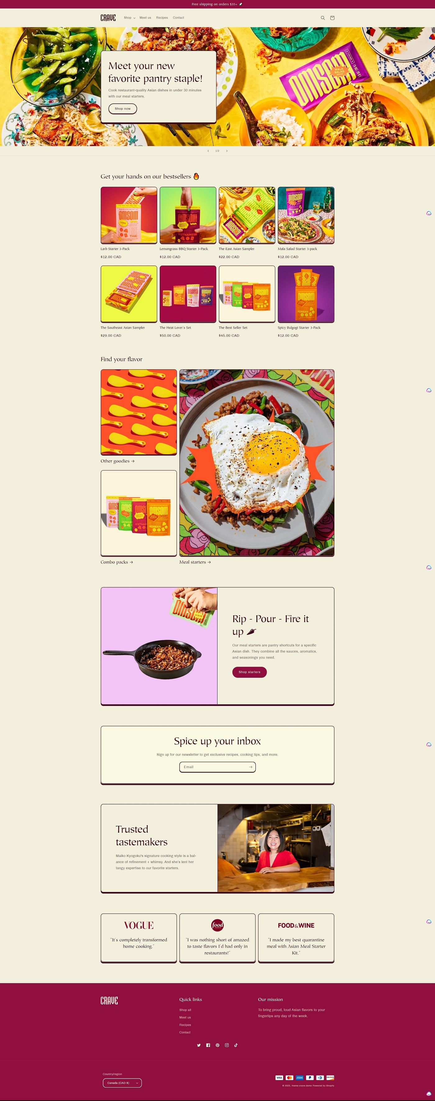 eCommerce website template: Crave