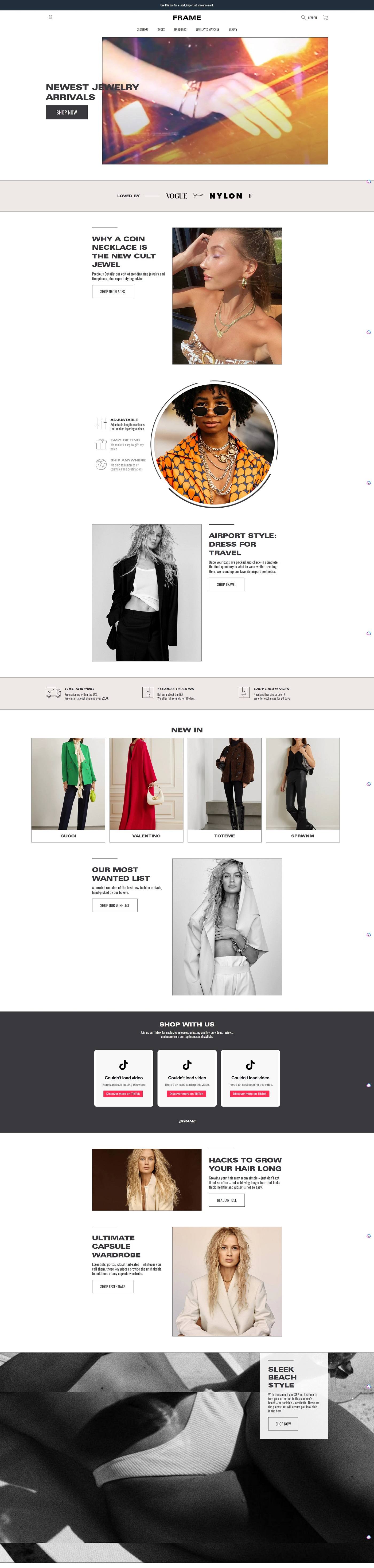 eCommerce website template: Frame