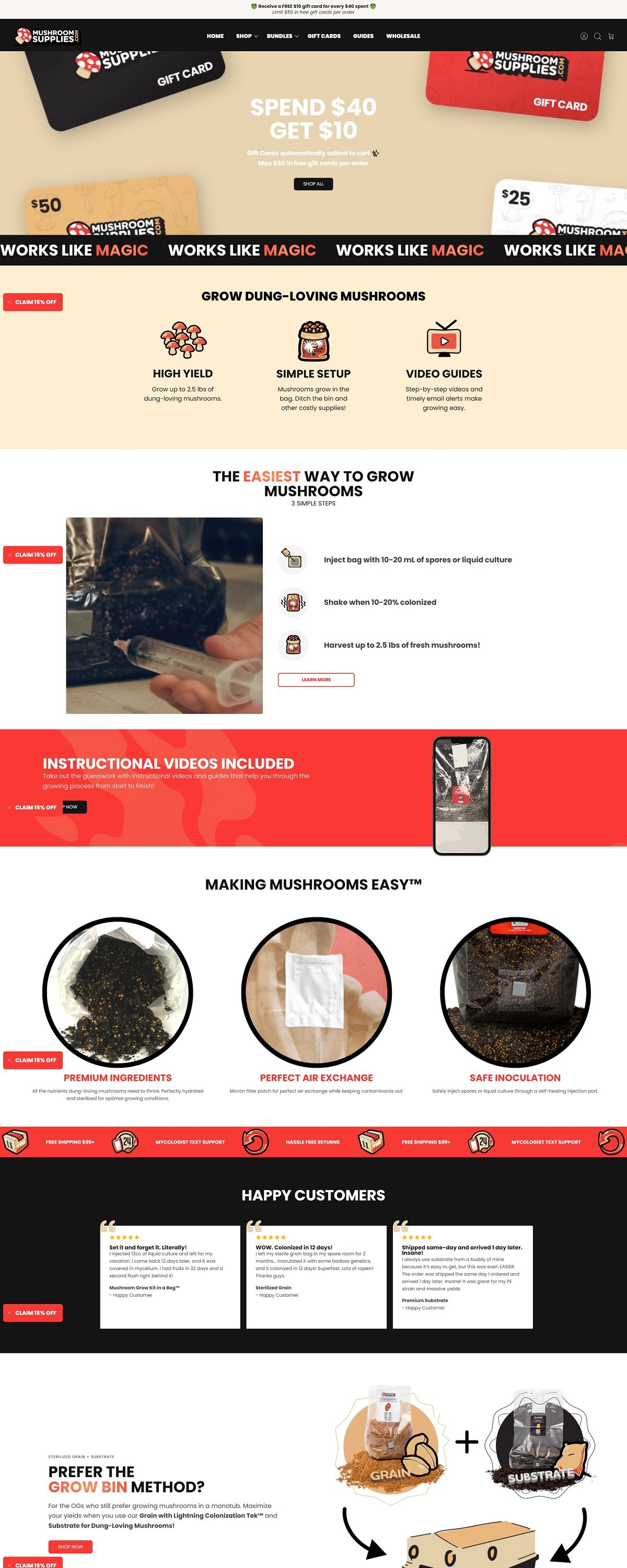 eCommerce website: Mushroom Supplies