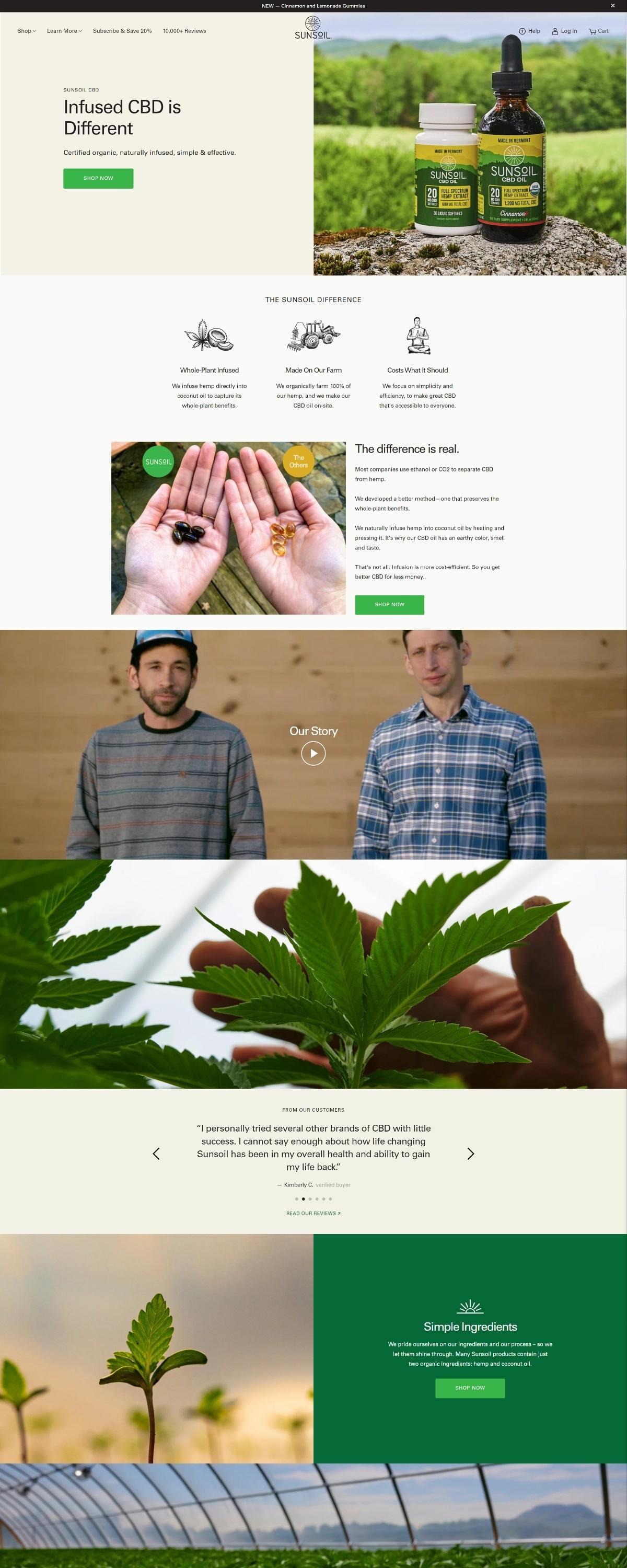 eCommerce website: Sunsoil